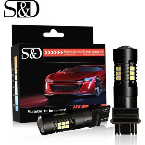 2pcs 1200Lm T20 3156 3157 LED Bulb P27W P27 7w LED Lamp White Red Amber Car Brake Reverse Light 12V Turn Signal 21SMD 3030 D035