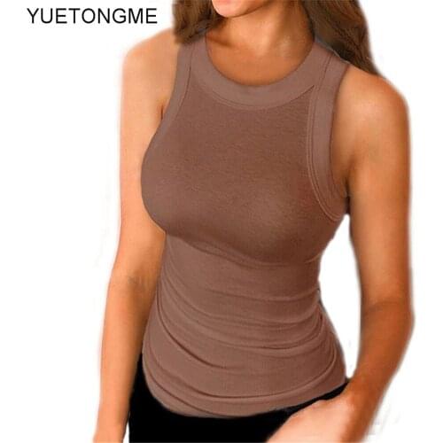 2021 summer Tank Tops Sexy Vest Solid Harajuku Korean Female Khaki White Summer Women Tops TSP098