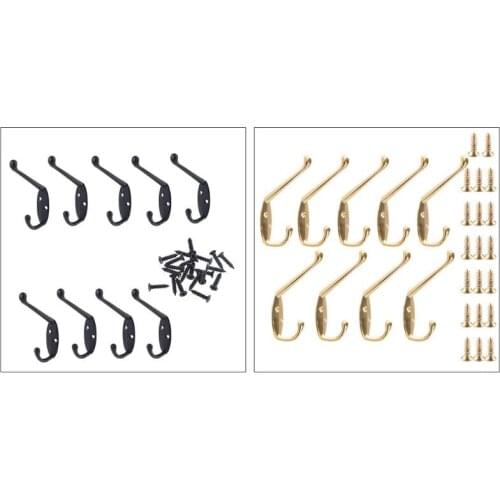 9 Pack Coat Hooks Wall HooksHeavy Duty Wall Mounted for Hat Hardware Dual Prong Retro Coat Hanger with 20