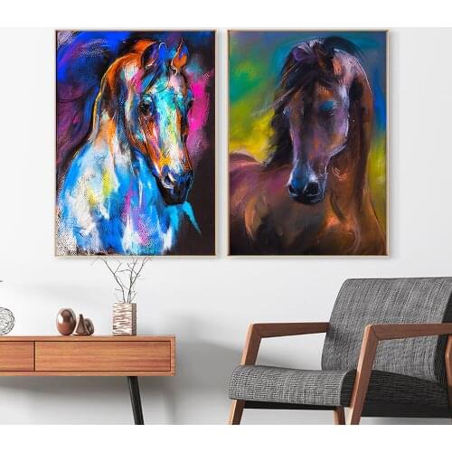 Abstract Horse Painting Artwork Prints Exhibition Vintage Canvas Poster Eyes Pictures for Living Room