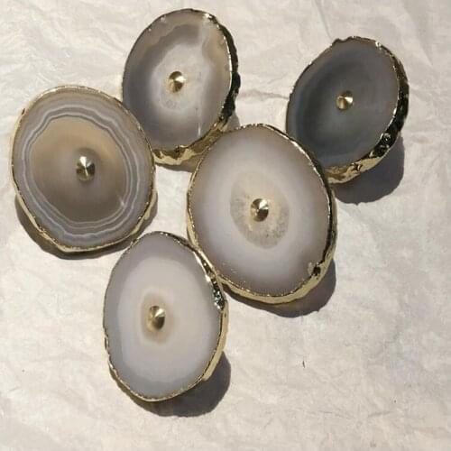 Agate Slice Natural Stone Agate Knobs Handle Wardrobe Door Knob Wall Clothes Hanger Key Storage rack