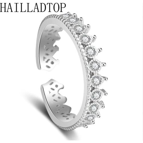 Shiny Luxury Crown Ring Exquisite Hollow Open Adjustab Ring Princess Bridal Engagement Wedding Ring Rhinestone Crystal Drill
