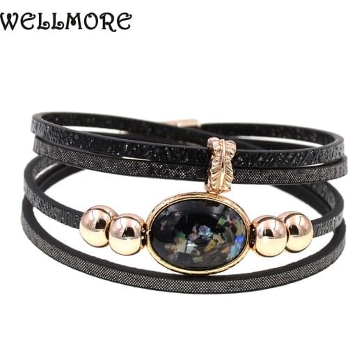 WELLMORE women bracelet fashion beads leather bracelet charm bracelets for women Trendy Bohemian bracelet drop shipping