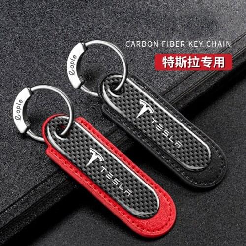 Carbon Fiber Model3 Car Card Cover Keychain For Tesla Model 3 2021 Accessories Tesla Model Y S X Car Key ring Set Accessory