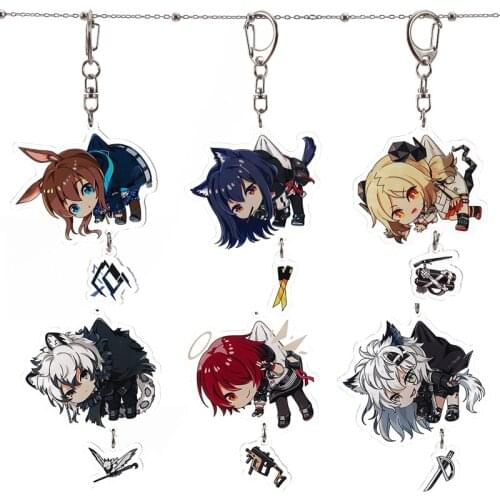 EXUSIAI Keychain Acrylic Man Key Chain Women Key Holder Cute Arknights Keyring Kids Key Ring Llaveros SilverAsh Amiya Lappland