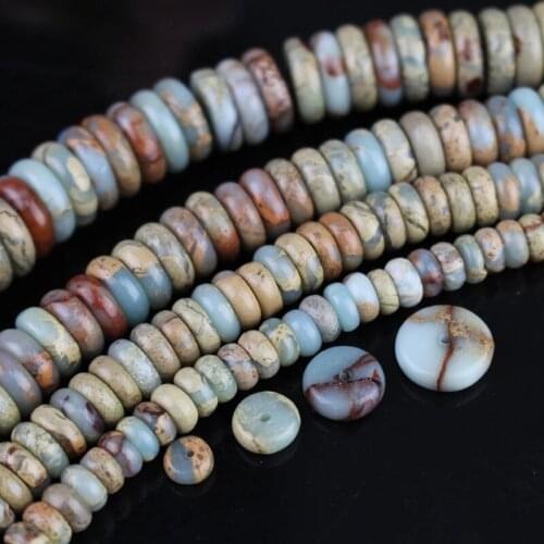 10pcs/lot Classic Natural Stone Spacer Beads DIY Jewelry Making Findings 6mm 8mm 10mm 12mm Flat Round Agalmatolite Charm Beads