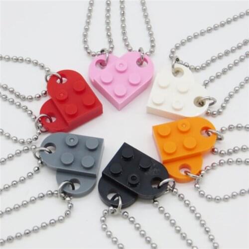 Goth Love Heart Brick Pendant Necklace for Women Men Splice Lover Couple Necklaces Choker Collar Chain Friendship Jewelry