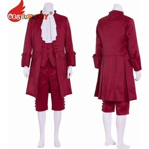 Costumebuy 18th British Prince Drama Costume Retro Rococo Aristocrat Marie Gentleman Medieval Men Wedding Suit Red Custom Made