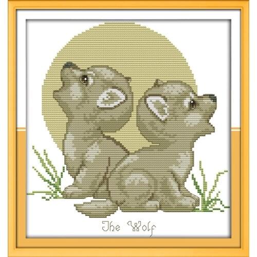 Everlasting Love The Wolf (2) Chinese Cross Stitch Kits Ecological Cotton Stamped 14CT 11CT DIY Gift Wedding Decoration For Home