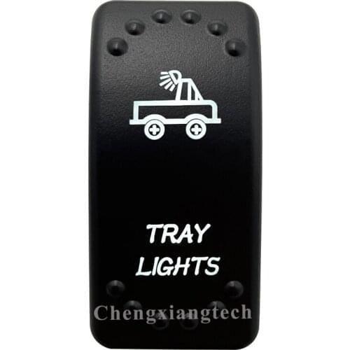Dual White Led Light 12V 24V Car Boat Caravan Rocker Switch Laser Engraving TRAY LIGHTS, 5 Pin On Off SPST Waterproof