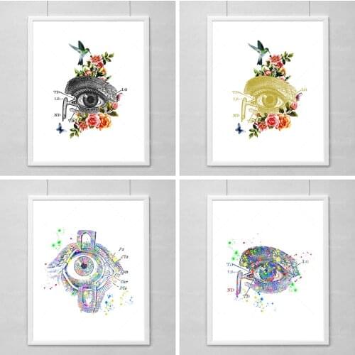 Oeil humain avec l’impression de fleurs, art d’anatomie, affiche d’affiche d’oeil, oeil humain, art de mur d’oeil, art humain d