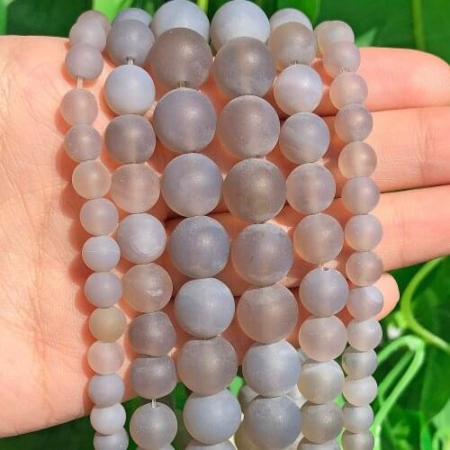 Natural Stone Beads Dull Polish Matte Grey Agates Round Beads For Jewelry Making 4/6/8/10mm Beaded Bracelet Diy Jewelry