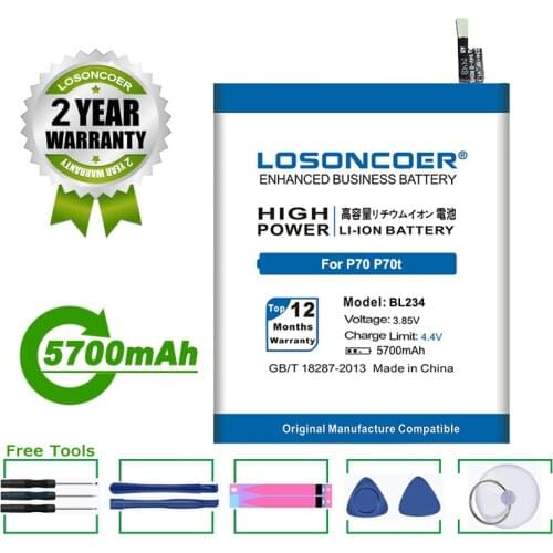 LOSONCOER Battery 5700mAh BL234 Battery For Lenovo A5000 Vibe P1M P1MA40 P70 P70t P70-T P70A P70-A Battery