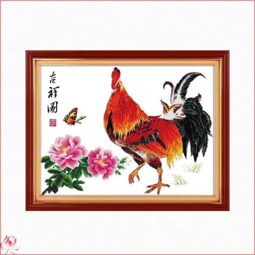 Big Cock cross stitch Kit Animal 14ct 11ct White Fabric Cotton Thread Embroidery DIY Handmade Needlework Home Decor