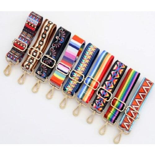 New Nylon Rainbow Adjustable Shoulder Belt Bag Handle Satchel Replacement Handbag Bag Strap Crossbody Shoulder Wallet Purse Obag