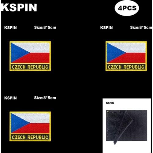 Rectangle National Flag Patch Hook Loop Czech Rep. Badges Armband 3D Stick on Jacket Backpack Stickers