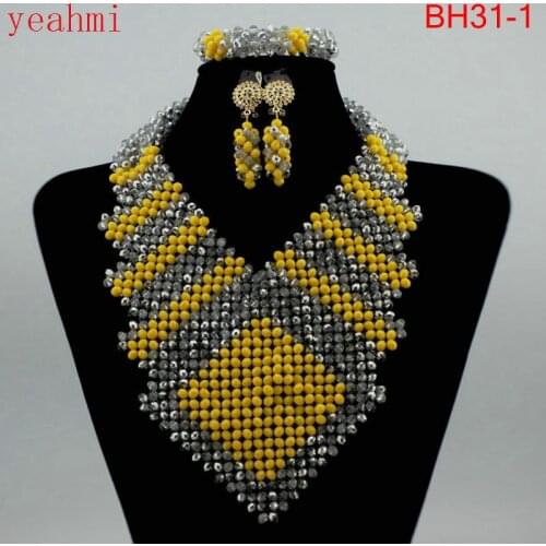 Luxury Fashion Statement Good Quality Jewelry Sets Za Brand Elegant Crystal African Beads Jewelry Sets BH31-1
