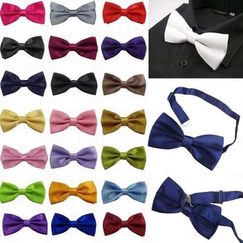 Wedding Party Dress Clip-on Fancy Pre-Tied Smart Prom Mens Adjustable Bow Tie Satin Necktie Plain Formal Womens