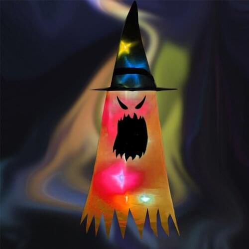 Glowing Halloween Hat Holiday LED Lights Hat Party Decoration Hanging Glowing Witch Hat Festival Prop Garden Pendant Decoration
