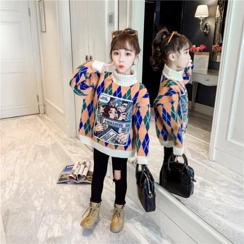 Girl Sweater Kids Baby Outwear Tops 2021 Casual Fleece Thicken Warm Winter Autumn Knitting Flexible Children Clothing