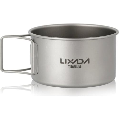 Lixada Titanium Bowl with Folding Handles Dinner Food Container for Outdoor Camping Hiking Backpacking