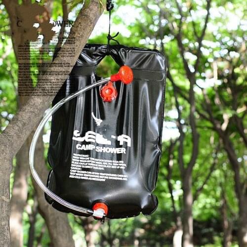 Outdoor portable solar hot water bag 20L camping bath shower equipment storage