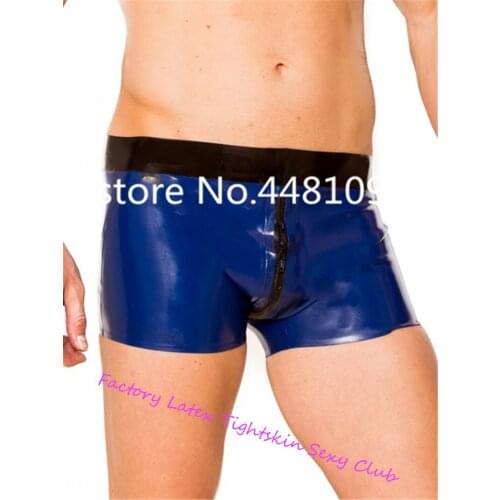 Ultimate 2 Way Zip Latex Sheath Boxer Shorts Latex shorts Panties for Men lingerie crotchless sexy lingerie