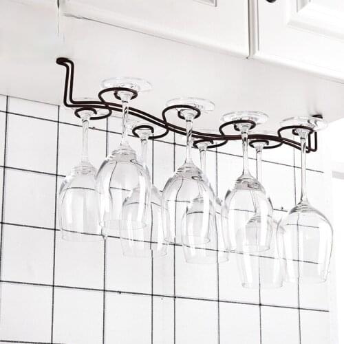 Wine Glass Rack Holder Stemware Hanging Under Cabinet Stemware Holder Hanger Storage Bar Kitchen Glass Wine Cup Shelf JU31901