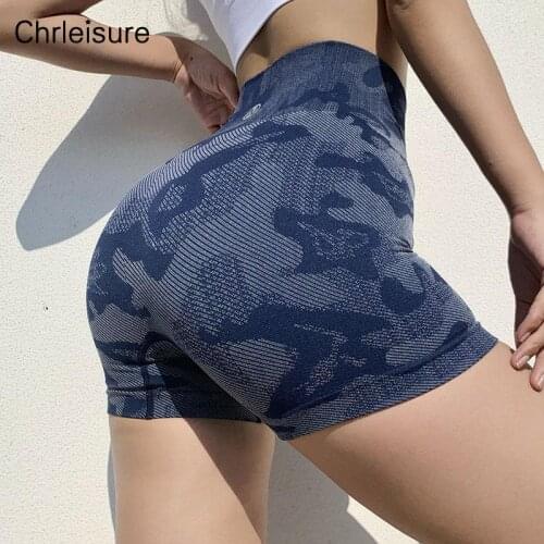 CHRLEISURE Summer Fitness Shorts Women High waist Seamless Camouflage Push Up Bike Short Sport Gym Wear Training Women Shorts