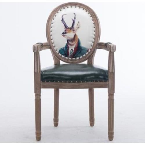 1000 European style retro old solid wood home dining chair American casual coffee chair hotel restaurant chair white nail stool