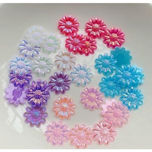 12mm AB small chrysanthemum color Acryl flat back DIY decorative accessories sunflower rhinestone wedding decoration 50pcs/lot