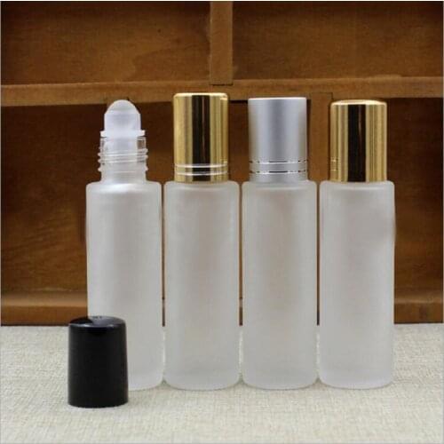 15ml frosted glass bottle with ( steel ball ) roll on matte silver lid for eye cream,perfume,essentical oil,deodorant bottle