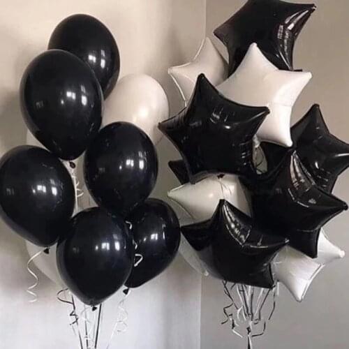 16pcs/lot 18inch White Black Star Foil Balloons Birthday Wedding Party Decoration Supplies Helium Globos Baby Toys Balloons