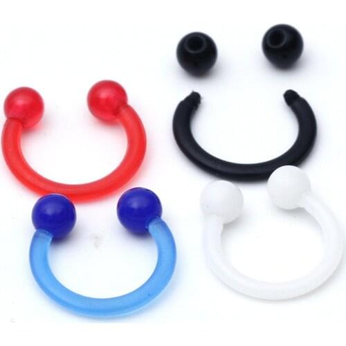 2PCS 1.2*8*3/3mm Flexible Acrylic Piercing Balls Circular Barbell Horseshoe Piercing Lip Nose Ear Ring Wholesale