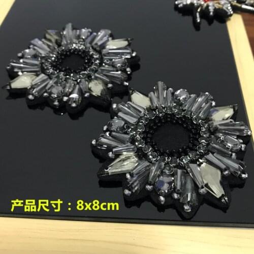 2PCS nail rhinestone patches applique sew on beading applique clothes hat bags decoration repair patch DIY Z1176
