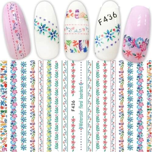 Nail Sticker 3D Nails Slider Decals Flower Design Nail Art Decoration Manicure Adhesive Foil Wraps Pegatinas Polish