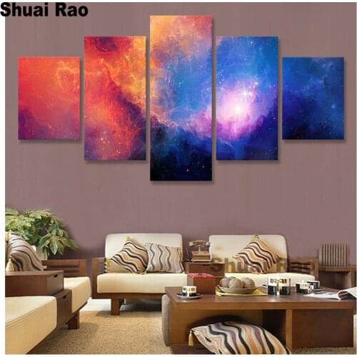 5d diy diamond painting 5pcs Abstract Nebulae Stars full round diamond mosaic home decor 3d picture rhinestones embroidery