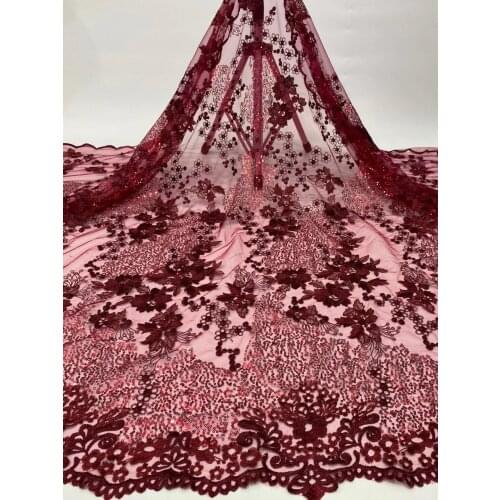 African Mesh Lace Fabric 2020 High Quality Sequin Lace French Lace Fabric Nigeria Mesh Lace Wedding Dress D4081