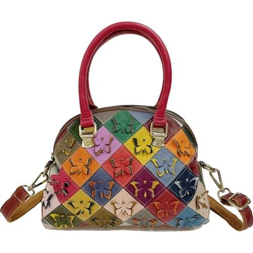 Free shipping 2021 the new style fashion genuine cow leather women handbag one shoulder bag crossbody bag colorful shell bag