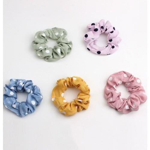 Free shipping dot printed womens fresh hair Scrunchies Hair Tie Hair Accessories Ponytail Holder