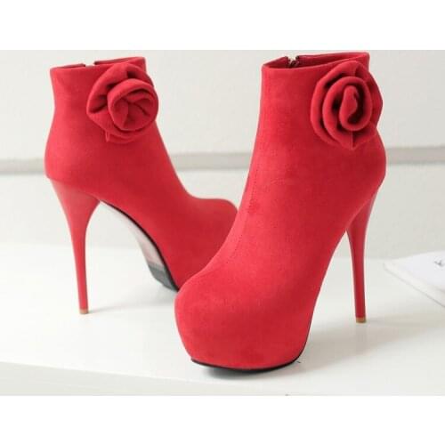 Big Size 9 10 11-15 boots women shoes ankle boots for women ladies boots shoes woman winter Solid color tapered heel