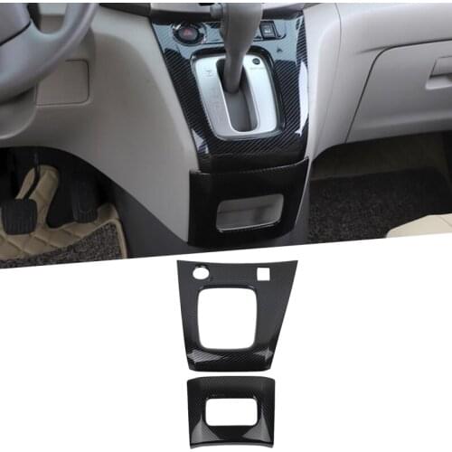 For Nissan NV200 Evalia Carbon Fiber Color ABS Interior Gear Shift Box Panel Overlay Cover Trim Interior Dashboard Accessories