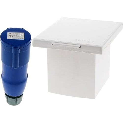 RV Camper 220V-240V 16A External Flush Hook Up Waterproof Plug Socket RV Motorhome Caravan Plug Plastic Metal for RV Camper