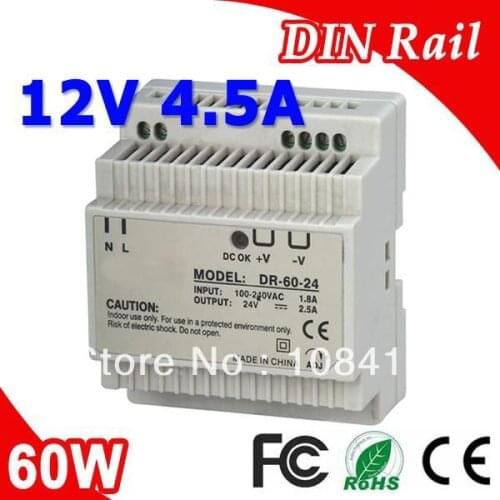 DR-60-12 LED Din Rail mount Power Supply Transformer DC 12V 4.5A Output SMPS