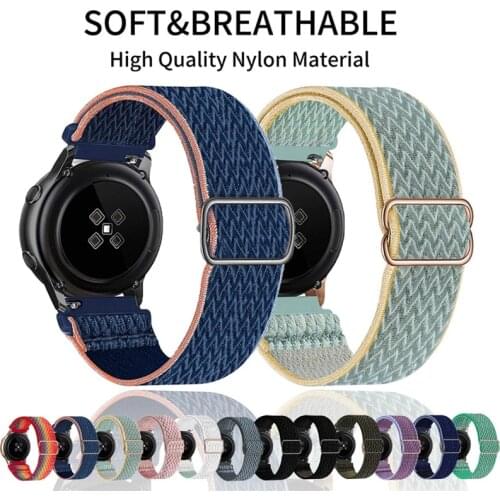 Elastic Nylon Strap for Samsung Galaxy Watch Active 2 46mm 42mm Adjustable Band for Huawei Watch GT 2 Amazfit GTS BIP TicWatch