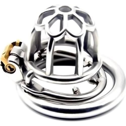 FAAK For Male Penis Chastity Lock Penis Ring Bondage Lock Circular Ring Cockrings Prevent Ring-off Chastity Cage Sex Toy G7-251B