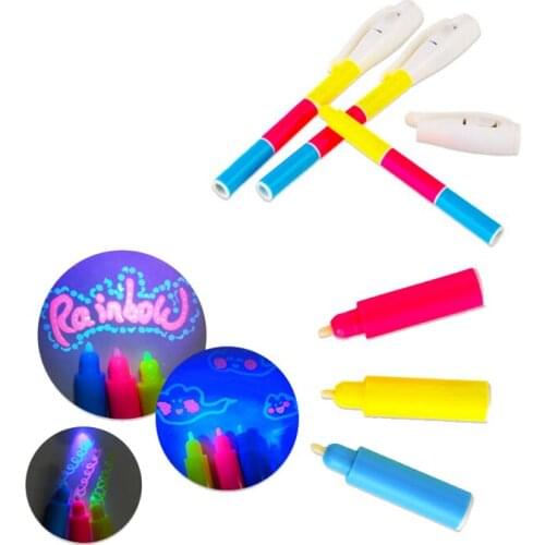 2PCS/lot, 3 Colors Invisible Marker Pen UV Light Pen Fluorescent Secret Pen