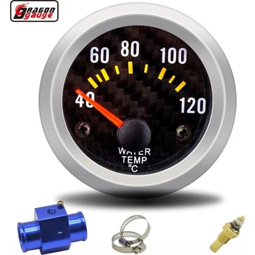 Dragon 52mm Auto Car Carbon Tattoos White Lght 40-120 Celsius Water Temp Gauge Stemperature Temperature Meter Free Shipping