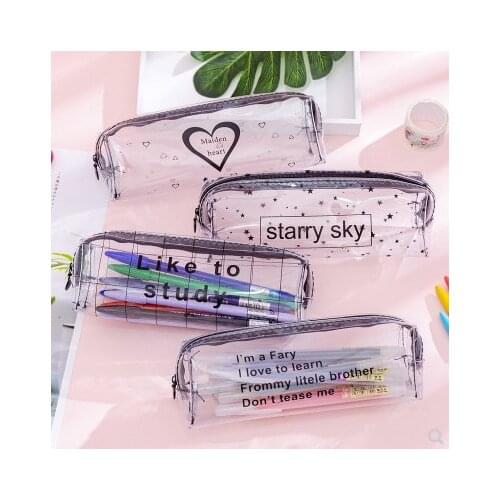 Kawaii Pencil Case Cartoon Transparent Letter Octagonal Pencil Box Bag Pencilcase School Supplies Stationery