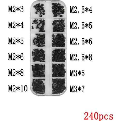 KM Small Screw Repair Screws Kit 240Pcs/set M2 M2.5 M3 Flat Head Phillips Screws Laptop Notebook Screws Set Kit for computer